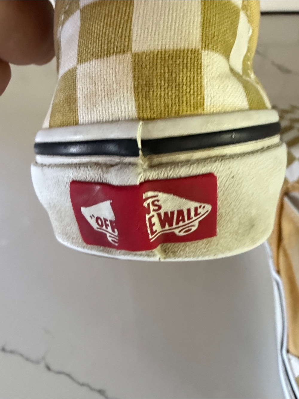 Vans Women's Classic Checkerboard Slip-On Sneakers in Gold/White M 4.5/W 6 - Picture 7 of 8